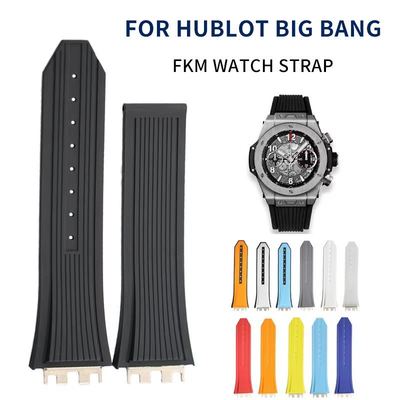 POUR HUBLOT BIG BANG 441/642 SERIES, BRACELET DE MONTRE EN CAOUTCHOUC FKM