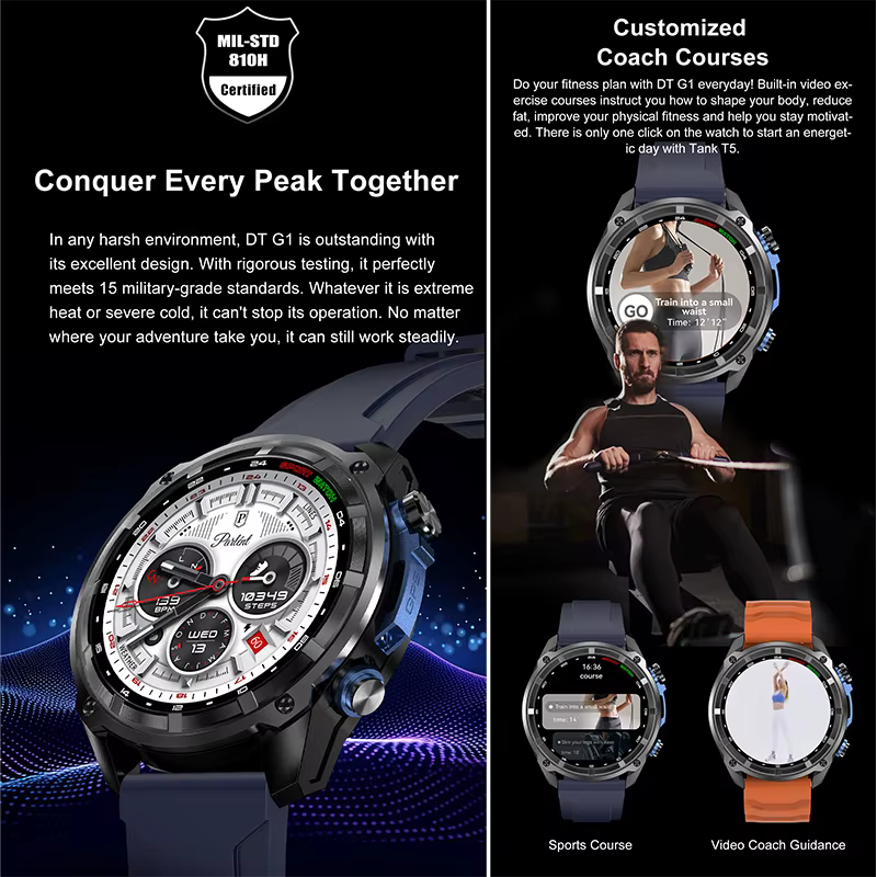 Montre connectée GPS 2026 avec carte hors ligne intégrée, étanche 3ATM, boussole militaire pour l'alpinisme en milieu sauvage, moniteur de fitness
