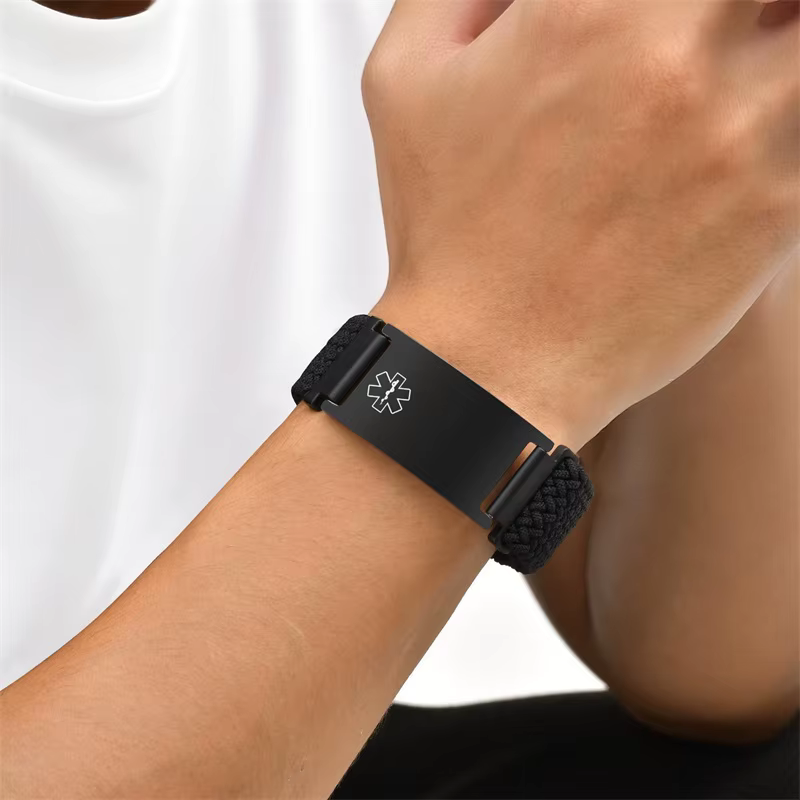 Bracelet d'identification d'alerte médicale personnalisé pour hommes et femmes