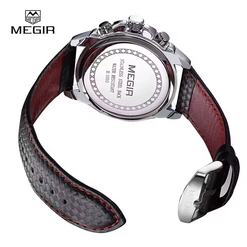 MEGIR 1010 montre à Quartz pour hommes populaire Original de luxe marque de mode bracelet en cuir horloge de sport