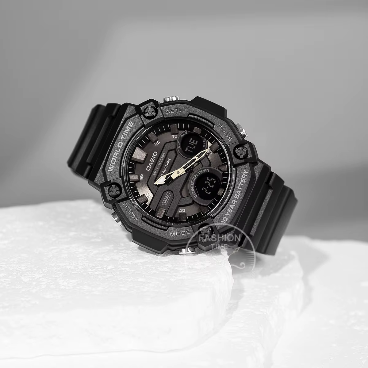 Casio Montre électronique multifonction à double affichage pour hommes série AEQ-120W