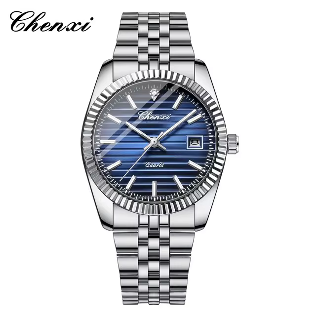CHENXI 004D hommes montres à Quartz de luxe en acier inoxydable étanche lumineux Date montre-bracelet décontractée pour homme
