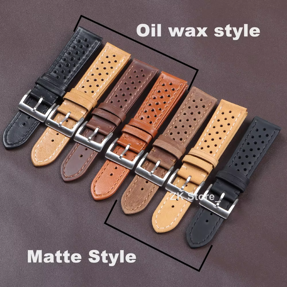 Bracelet de montre en cuir de vachette respirant pour hommes et femmes