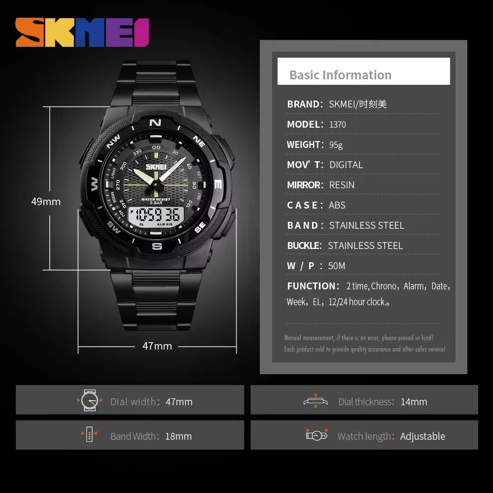 SKMEI 1370 luxe entièrement en acier affaires montre étanche Relogio Masculino