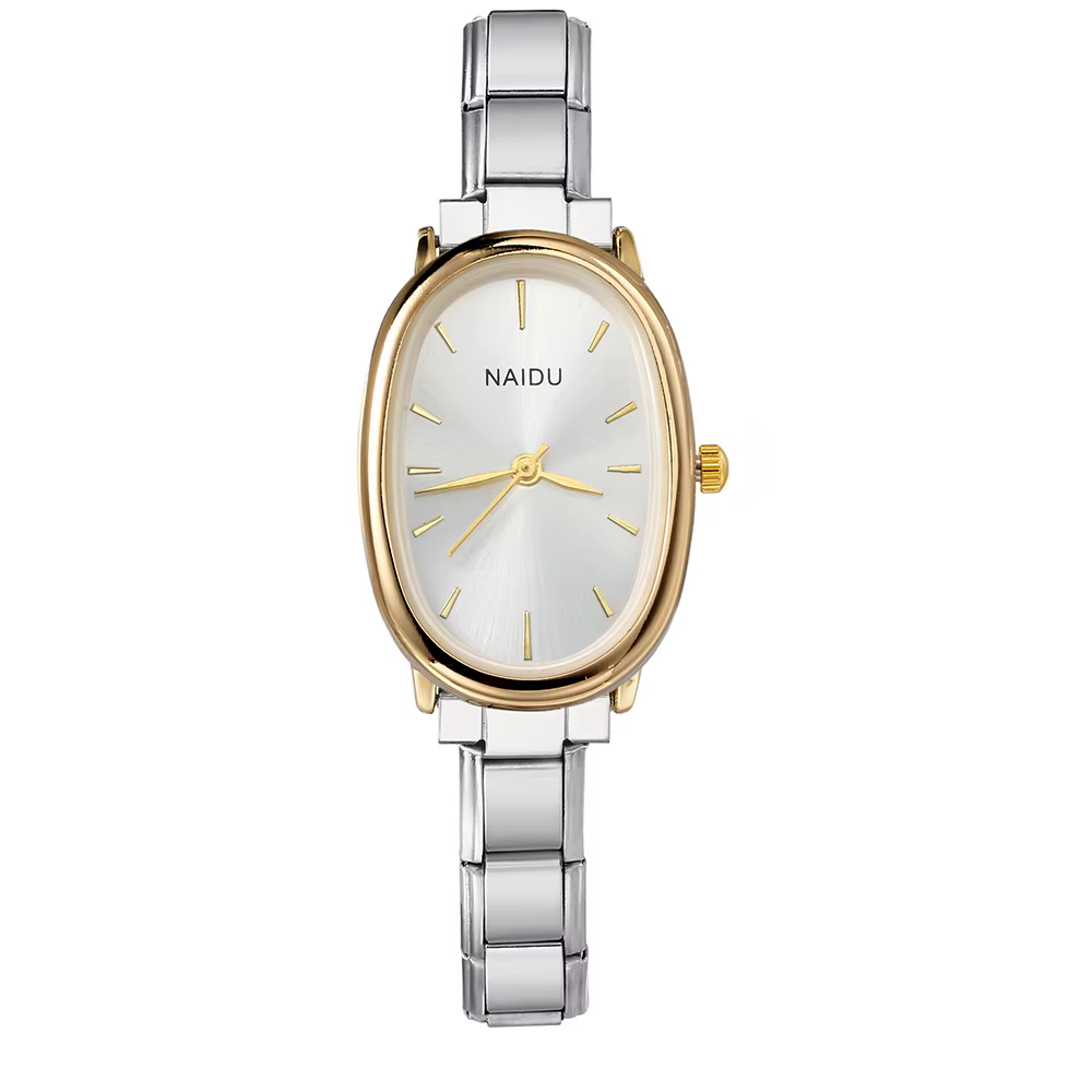 GEMOSA Design de mode moderne ovale montres à quartz décontractées femmes dames en acier inoxydable largeur 9mm bracelet fête anniversaire cadeau parfait