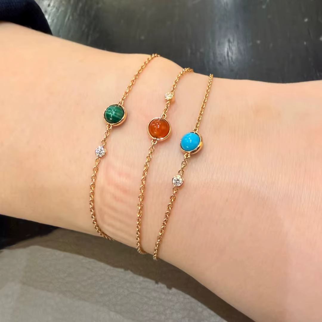 Bracelet pour femme en or rose 18 carats plaqué or, avec nacre naturelle, fonctionnel