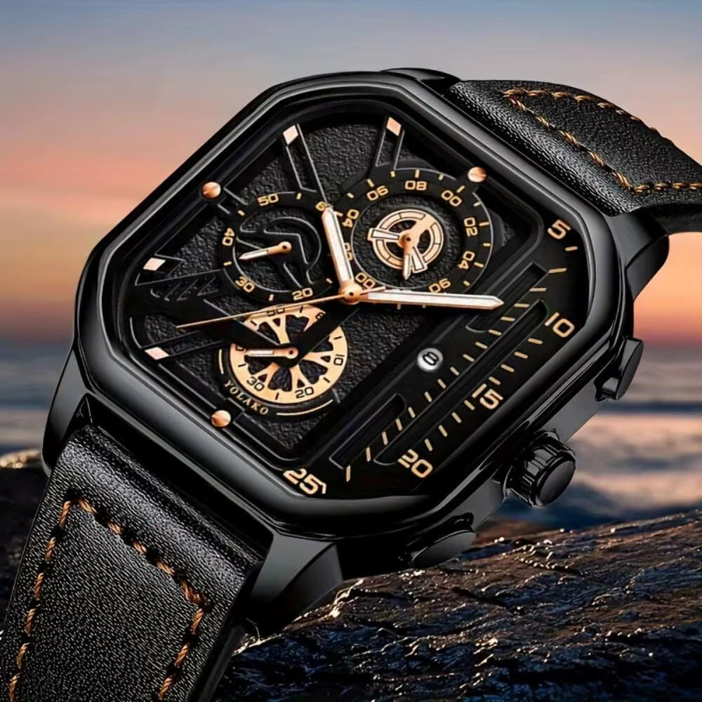 Montre de luxe pour homme avec grand cadran carré