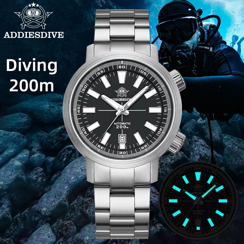 ADDIESDIVE montres automatiques pour hommes 200M étanche saphir luxe lunette rotative BGW9 aiguilles lumineuses nouvelle montre de plongée AD2093