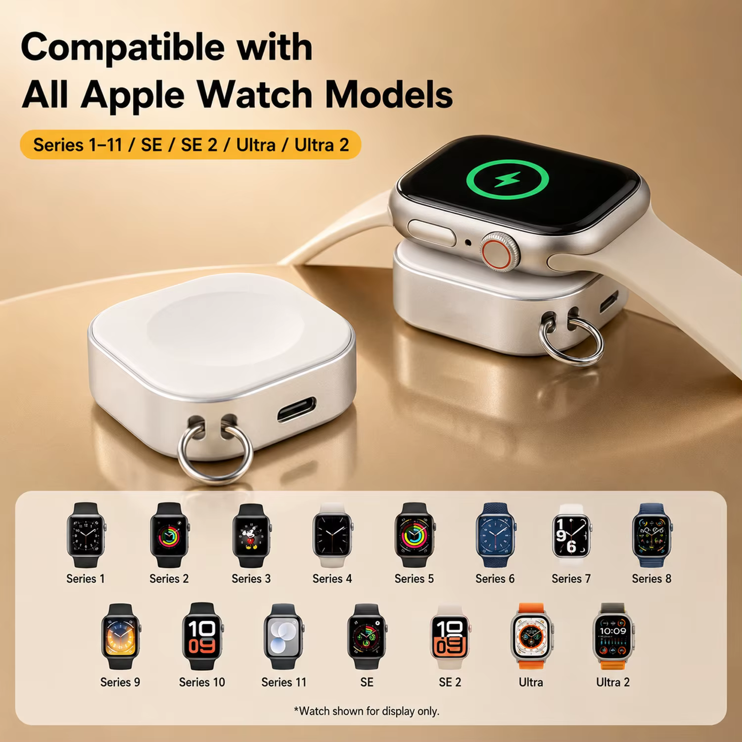 Chargeur de montre sans fil magnétique portable Type C 8 broches