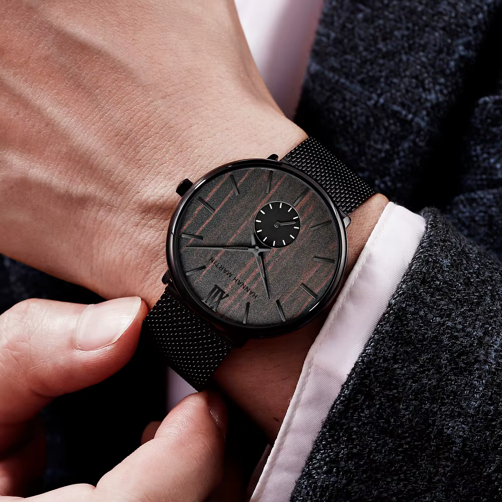 Hannah Martin-Montre-bracelet en acier inoxydable pour homme