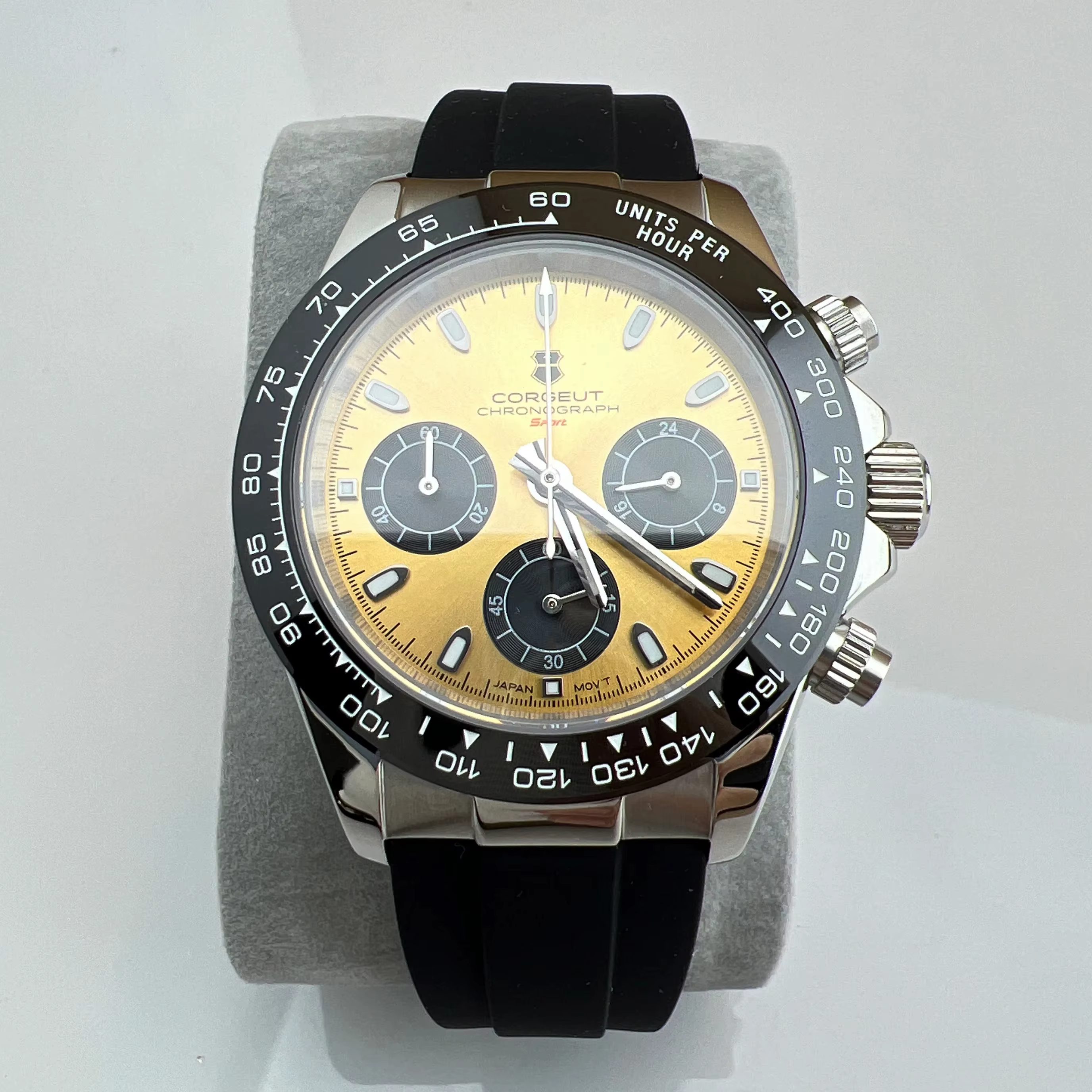 Montres pour hommes de luxe CORGEUT 39 mm avec mouvement VK63, sport, date automatique 24 heures, montre à quartz, acier inoxydable, étanche