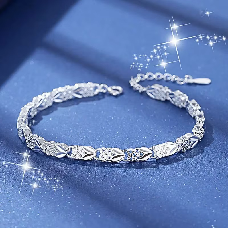 Bracelet cœur en argent Sterling 925 pour femmes, élégant, réglable, bijoux romantiques, coffret cadeau pour fête, anniversaire de mariage
