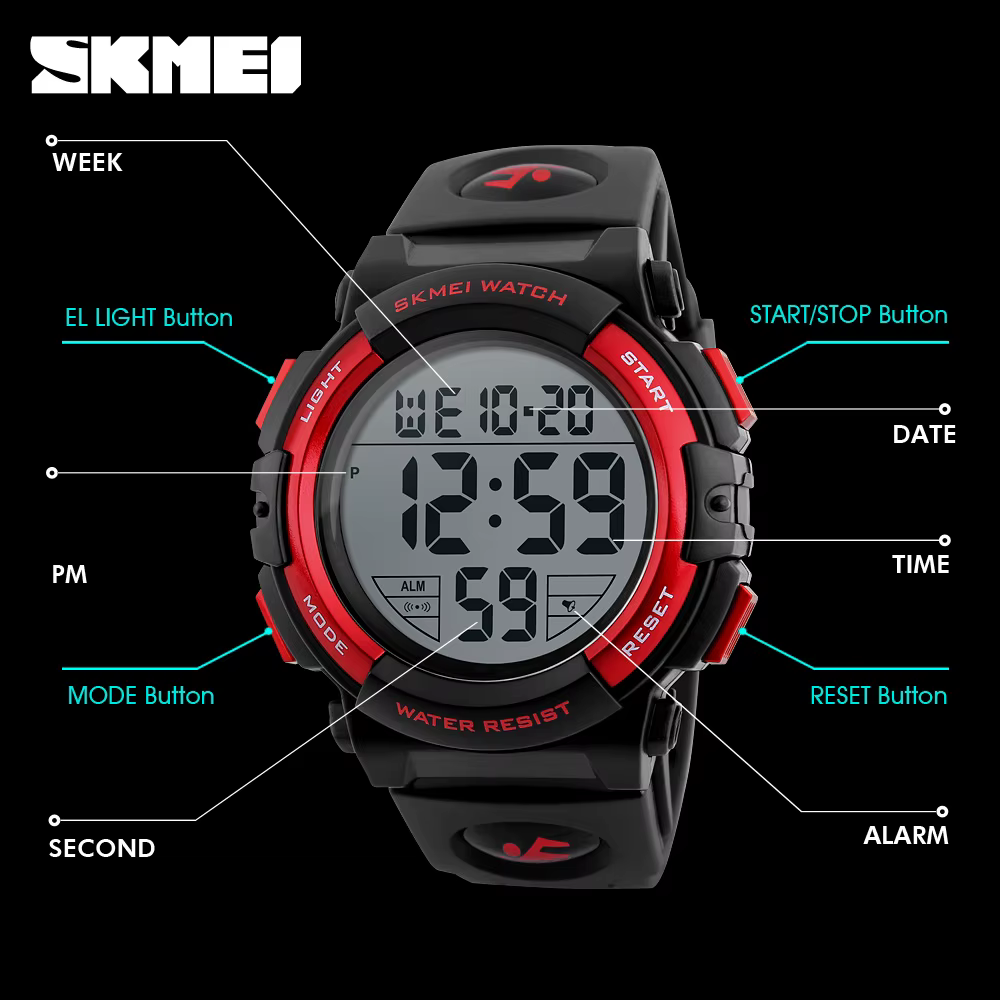 Montre numérique étanche pour homme