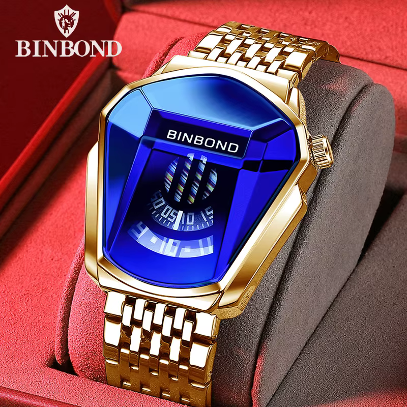 BINBOND chaud nouveaux hommes dominateur moto Concept montre à la mode grand cadran en acier inoxydable technologie