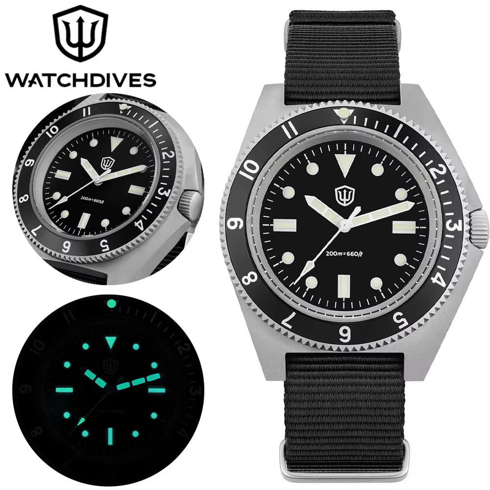 Watchdives WD1972 montre à Quartz VH31 balayage secondes mouvement saphir cristal BGW9 lumineux 20Bar étanche Vintage hommes montres