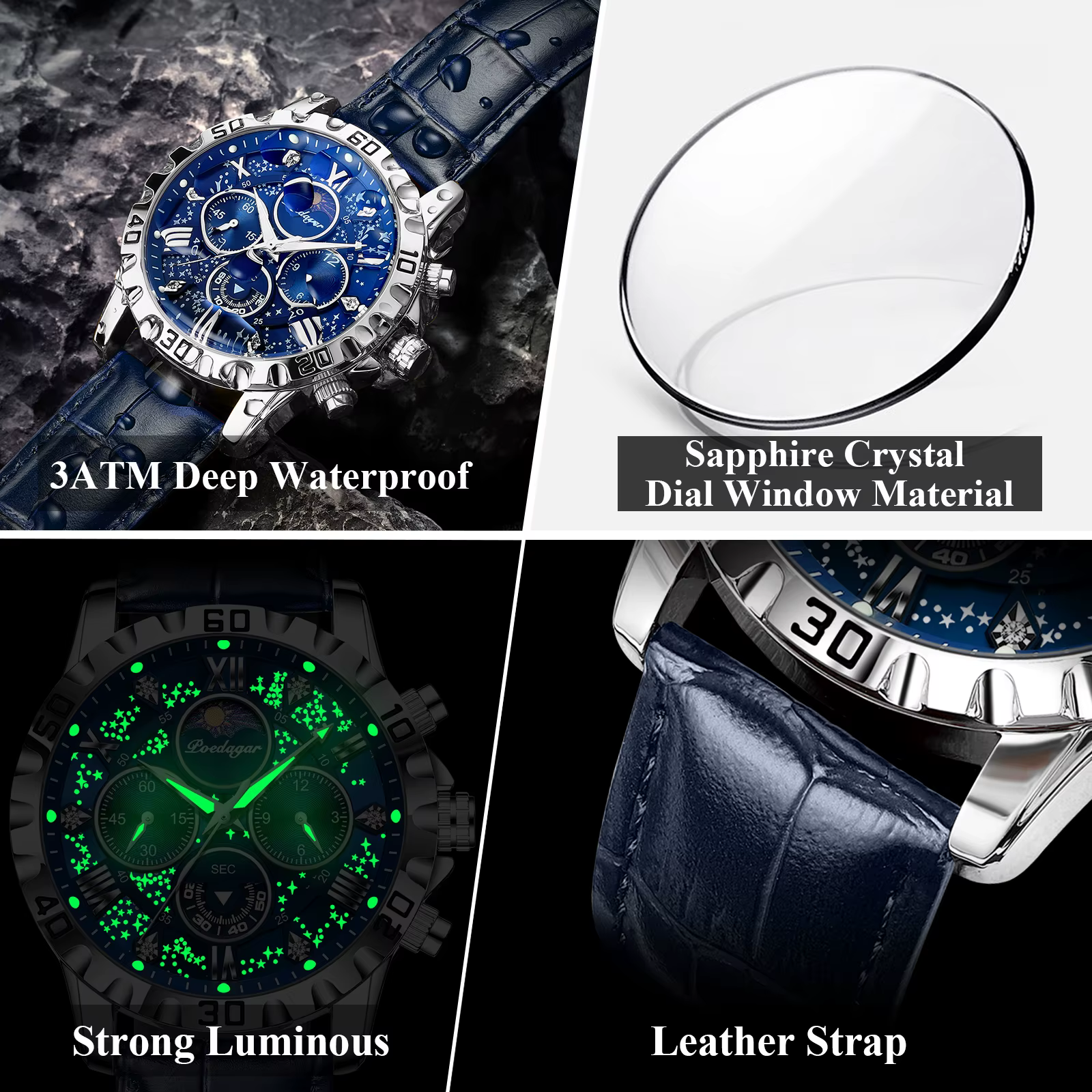 Montre homme POEDAGAR, haut de gamme
