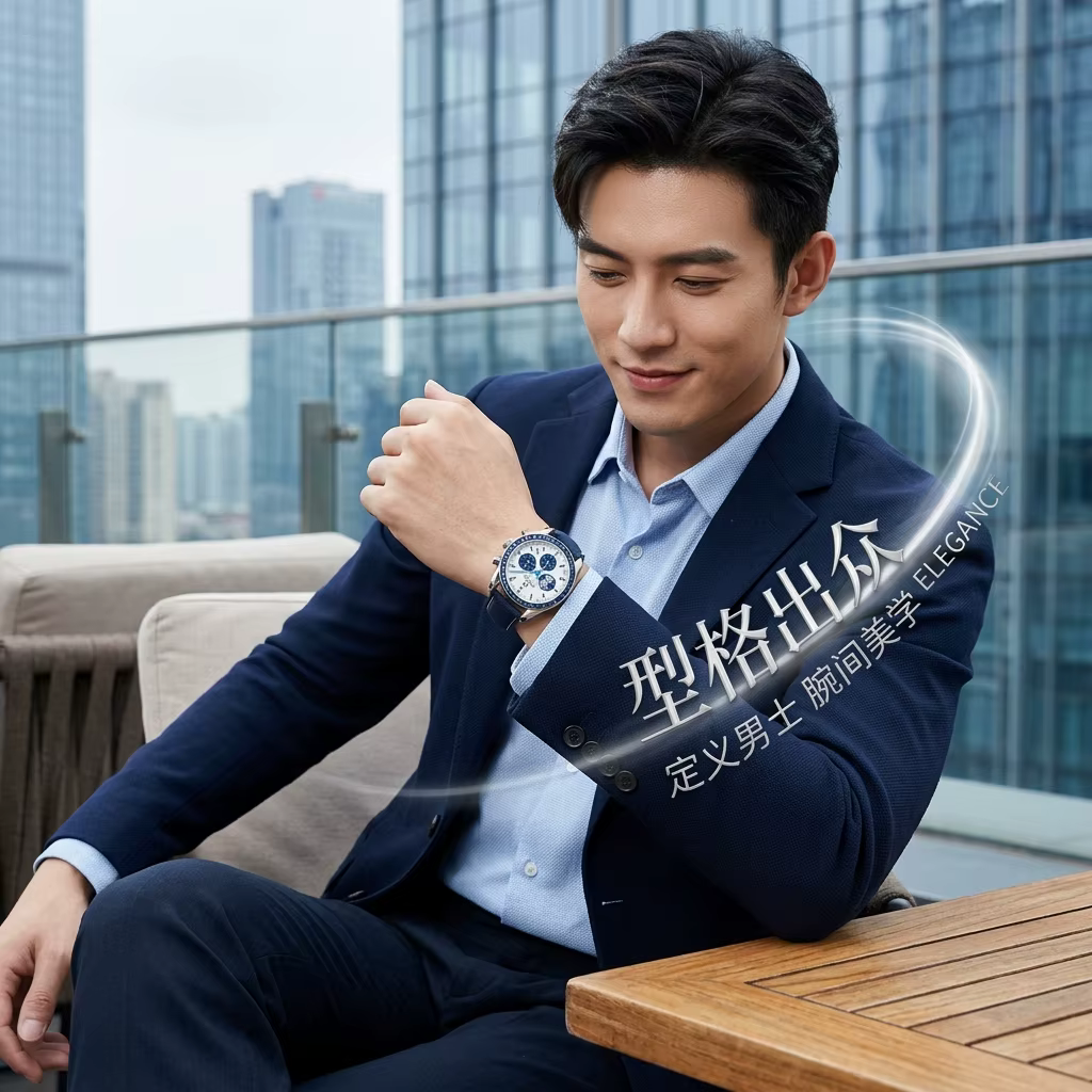 OMAYS 50th Anniversary Racing Chronograph Bracelet en nylon bleu – Montre de sport haut de gamme pour homme