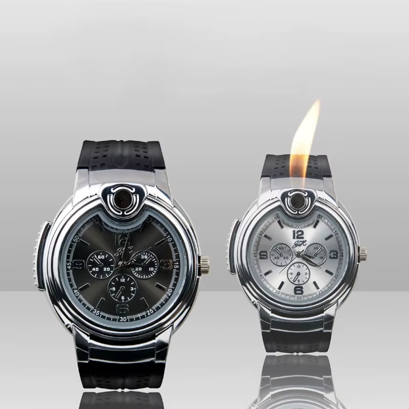 Briquet de montre à gaz en métal pour hommes, tendance, coupe-vent, Portable, Rechargeable, allume-cigare, cadeau de personnalité Cool et à la mode