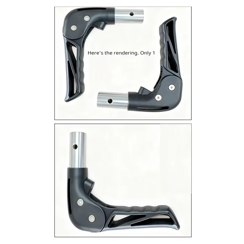 Accessoires pour fauteuils roulants : poignée pliante en plastique avec structure bouton pour fauteuils roulants de sport