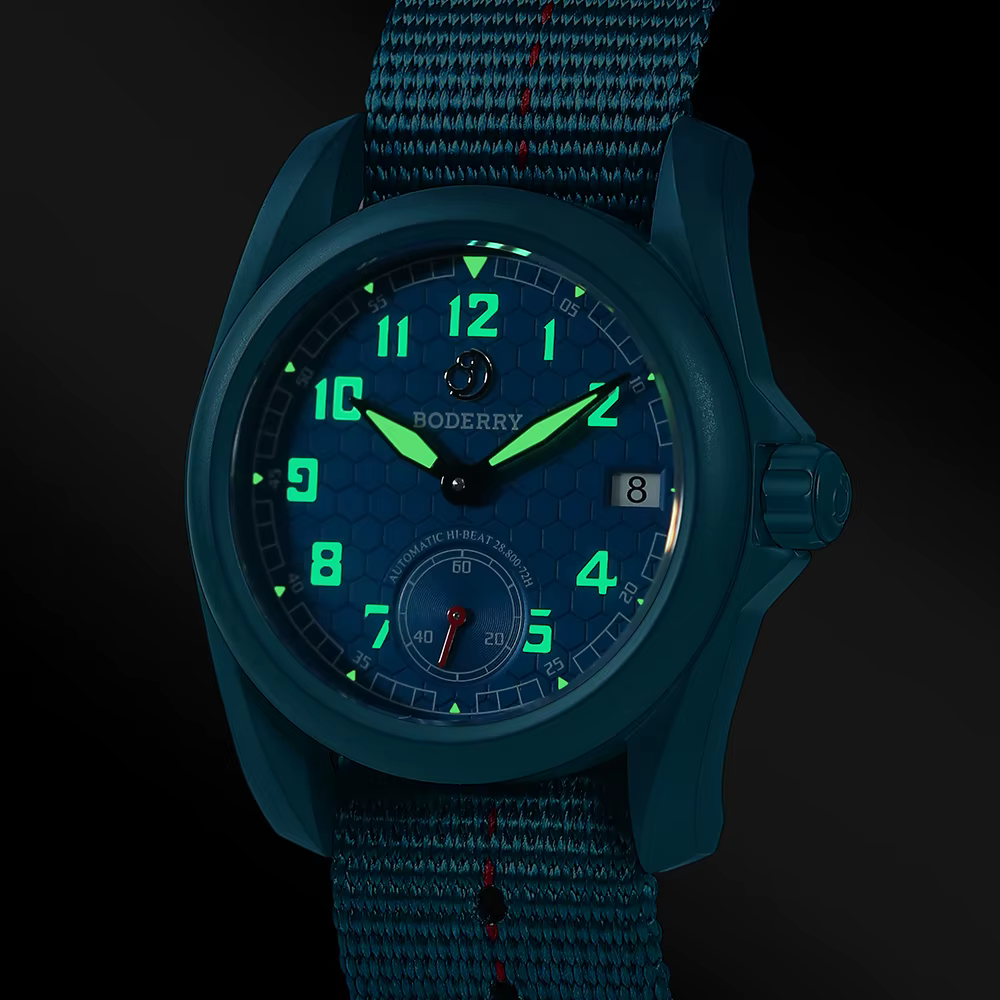 BODERRY hommes montre automatique 40MM titane pilote Sport mécanique montre-bracelet 10ATM étanche saphir C3 lumineux HZ8240
