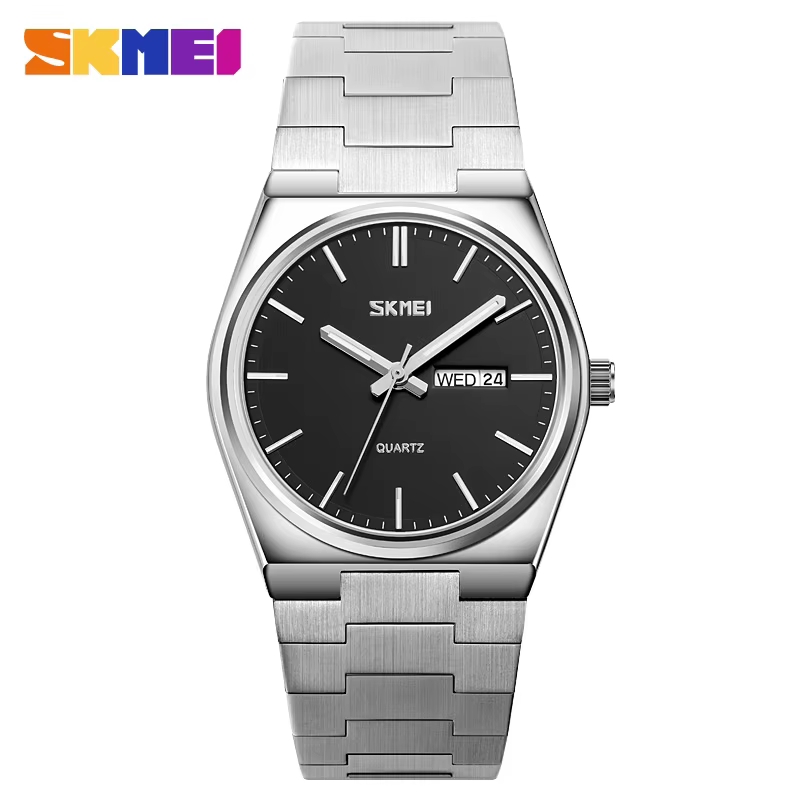 SKMEI 9288 montre à Quartz pour hommes antichoc en acier inoxydable semaine Date Sport étanche montres