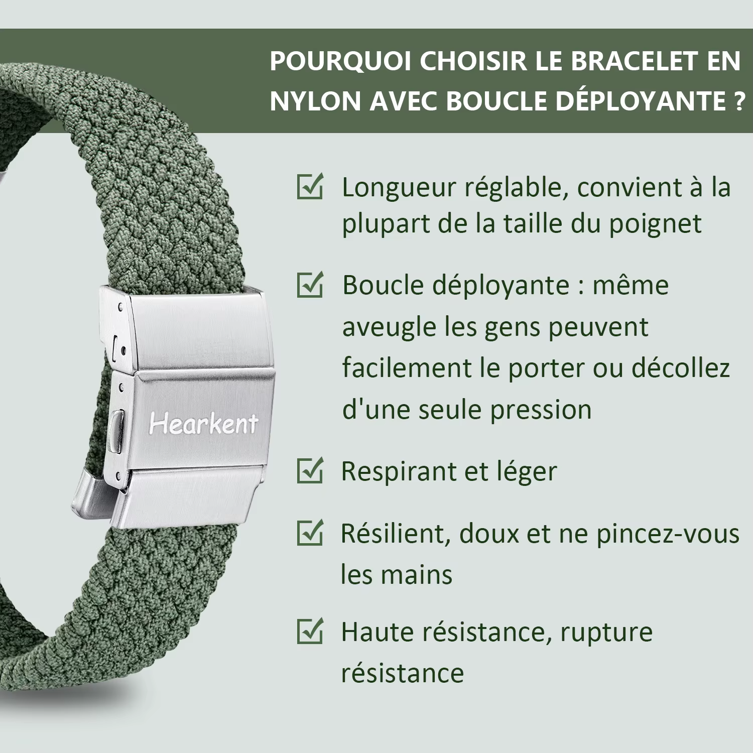 Montre parlante Hearkent en français pour personnes aveugles avec alarme