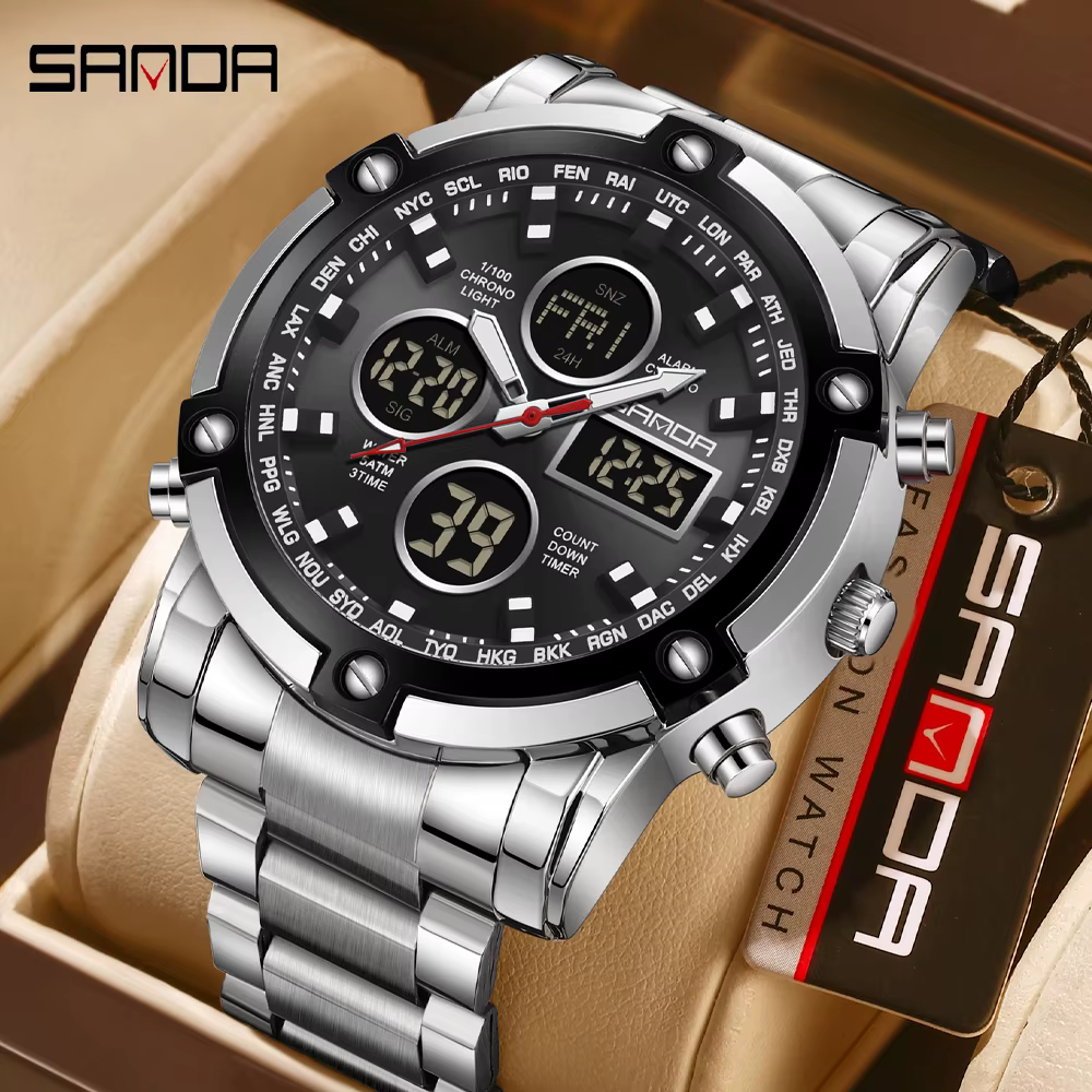Montre-bracelet numérique classique pour homme SANDA