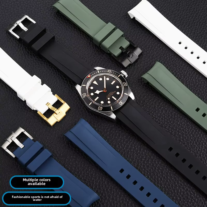 Bracelet incurvé en caoutchouc fluoré de 20MM pour Tudor 1958 Biwan 39 cadran M79030N M79018V BB58 bleu marine GMT bracelet de montre en caoutchouc FKM de haute qualité