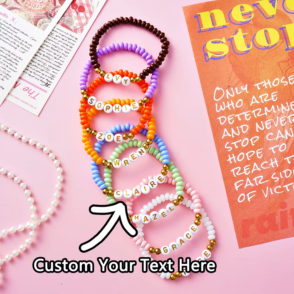 Bracelet personnalisé 1 pièce-nom gravé personnalisé, conception de perles de boulier, texture premium, bricolage, gravé au laser, utilisation quotidienne idéale et St