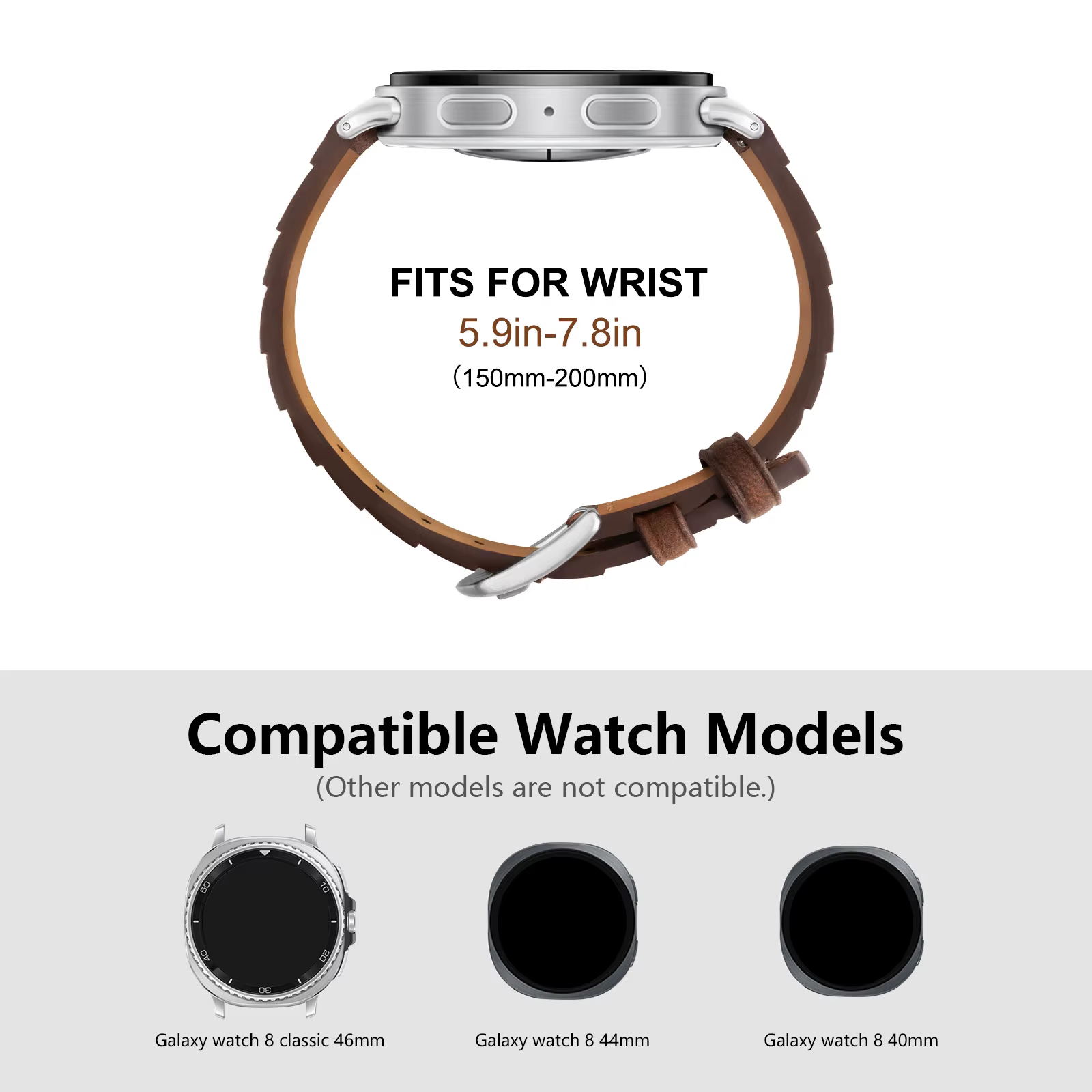 Bracelet de montre en cuir pour Samsung Galaxy Watch 8