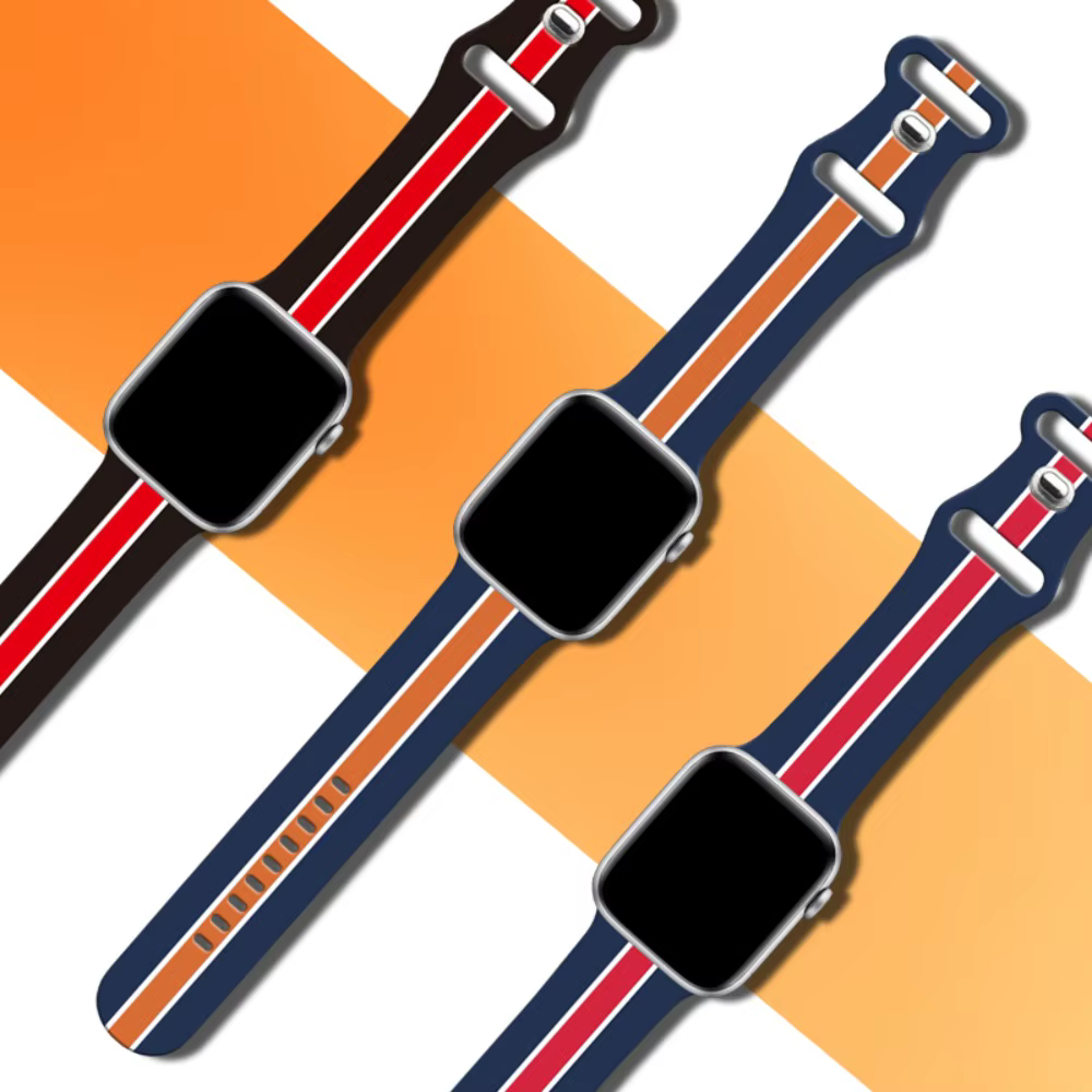 Bracelet imprimé à rayures en Silicone pour Apple Watch