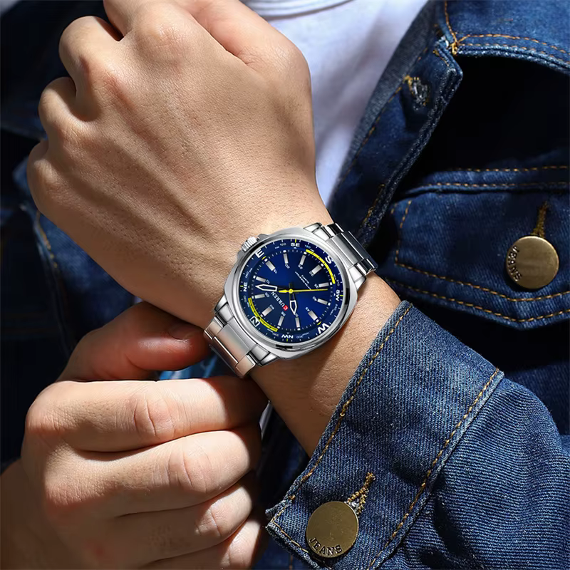CURREN 8455 montre à Quartz de mode pour hommes affaires bracelet en acier inoxydable veilleuse étanche
