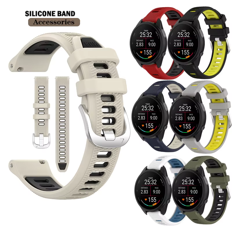 Nouveau bracelet de montre en Silicone de 20mm pour Garmin Forerunner 165 / 245 / 645 / 158 / Vivoactive 3 / 5