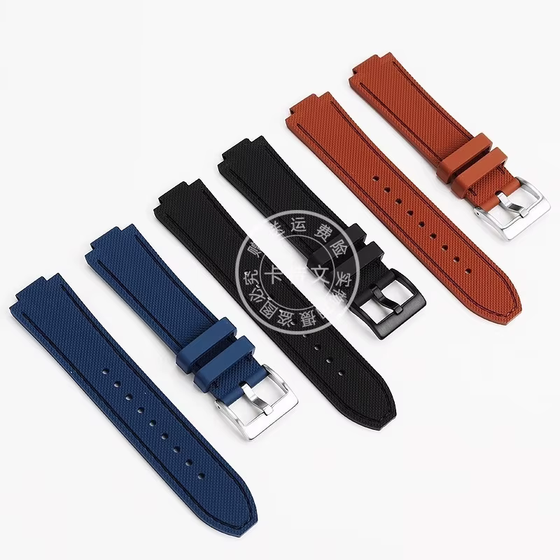 Bracelets de montre en caoutchouc de silicone en cuir de vachette