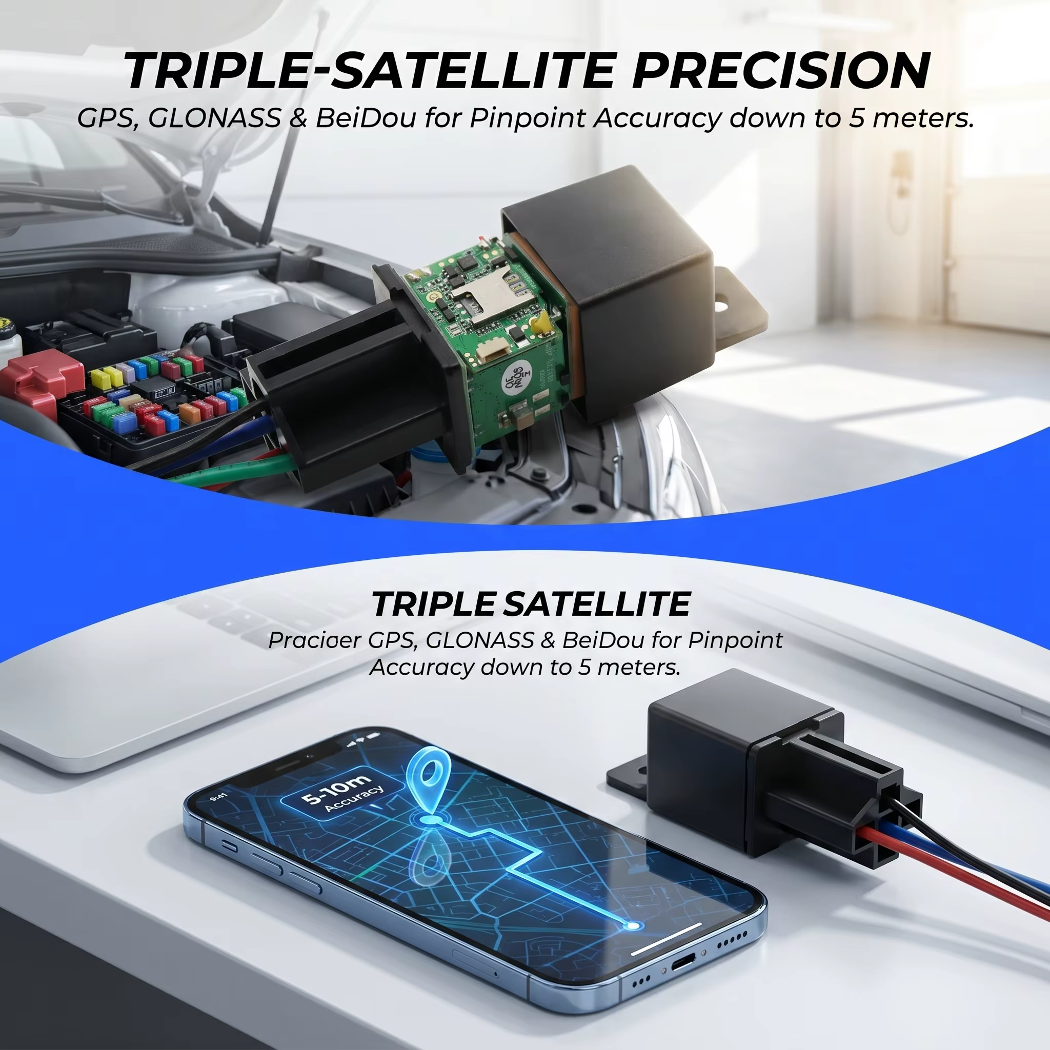 Traceur GPS 2G 4G avec coupure moteur à distance, triple satellite, antivol pour voiture et véhicule, suivi en temps réel, usage intensif