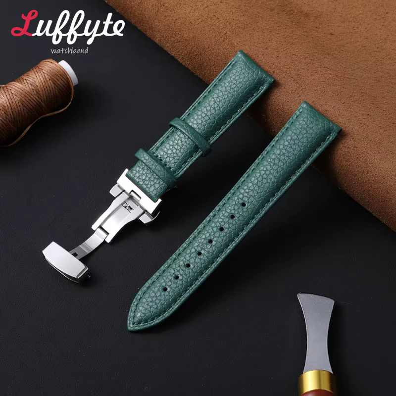 Bracelet de montre en cuir motif litchi