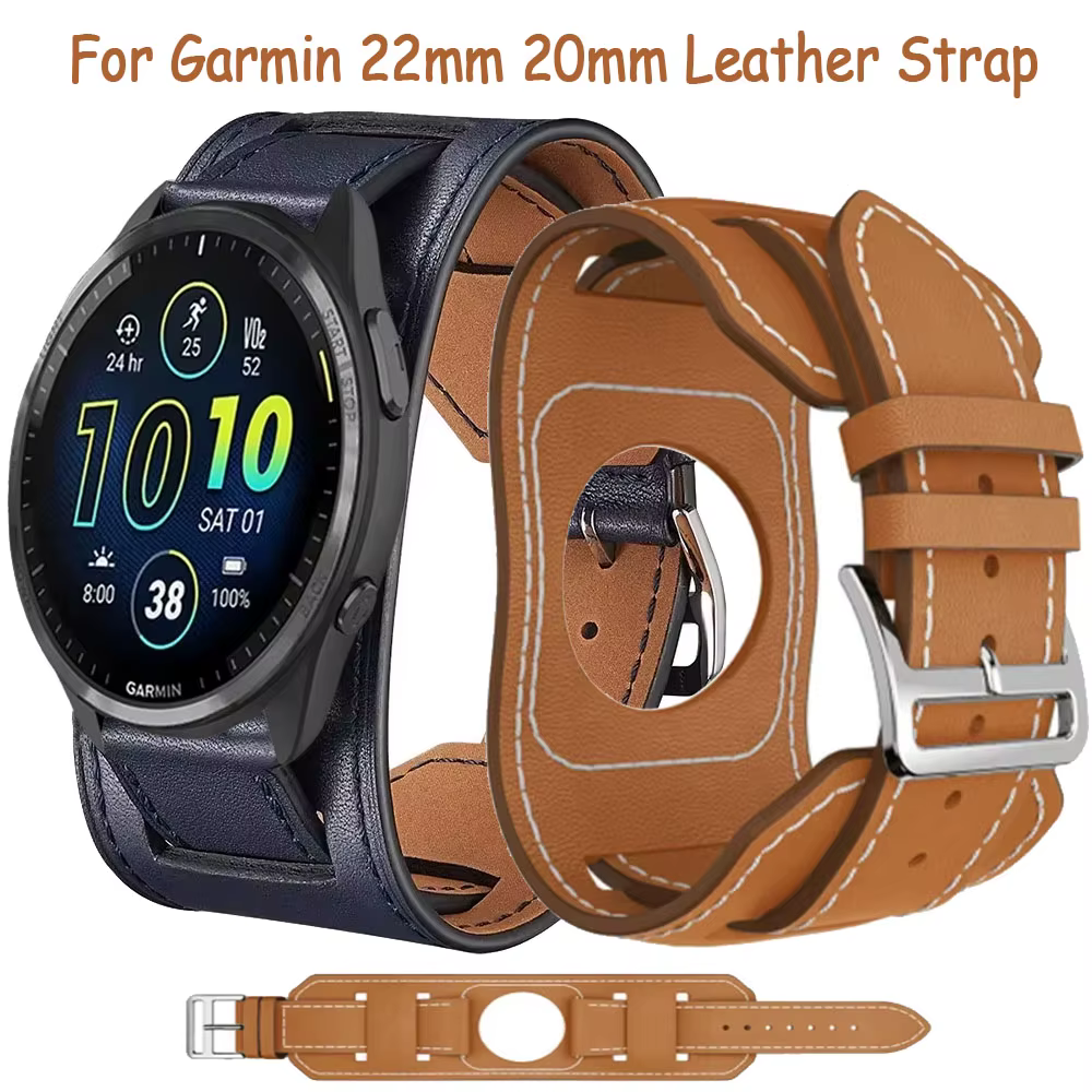 22/20mm Bracelet en cuir Premium Garmin Forerunner 265 165 55 965 970 570 Bracelet Correa Garmin Venu 3 Active 6 5 Move Trend Band