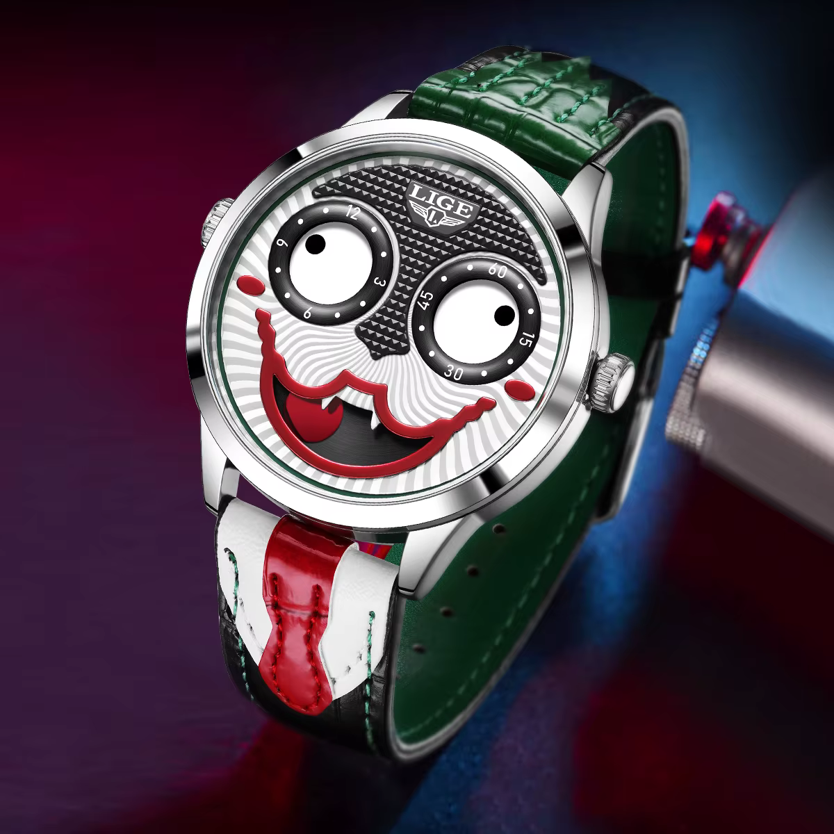 LIGE 2026 nouvelle montre Clown Cool hommes mode affaires étanche en cuir Joker