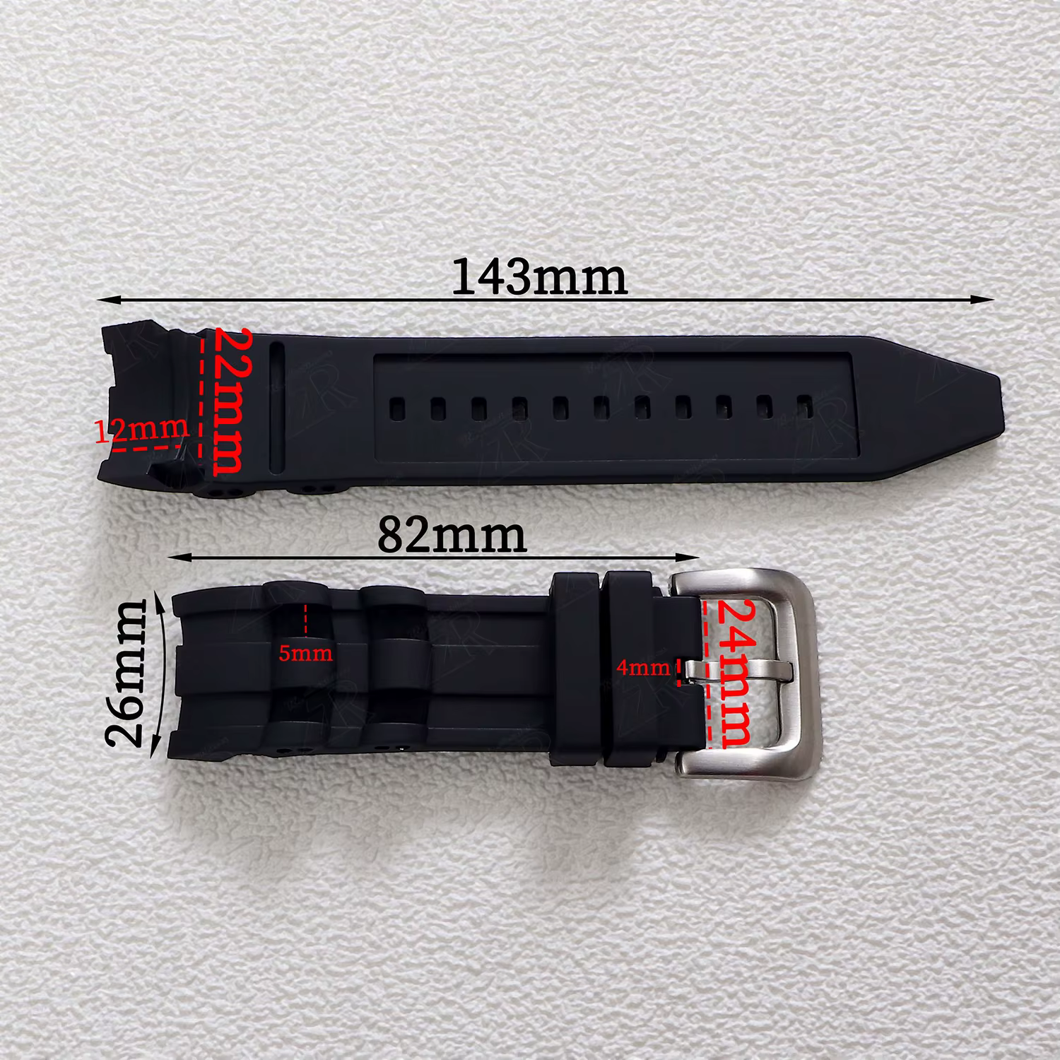 Bracelet de montre en caoutchouc de 26mm pour montres Invicta