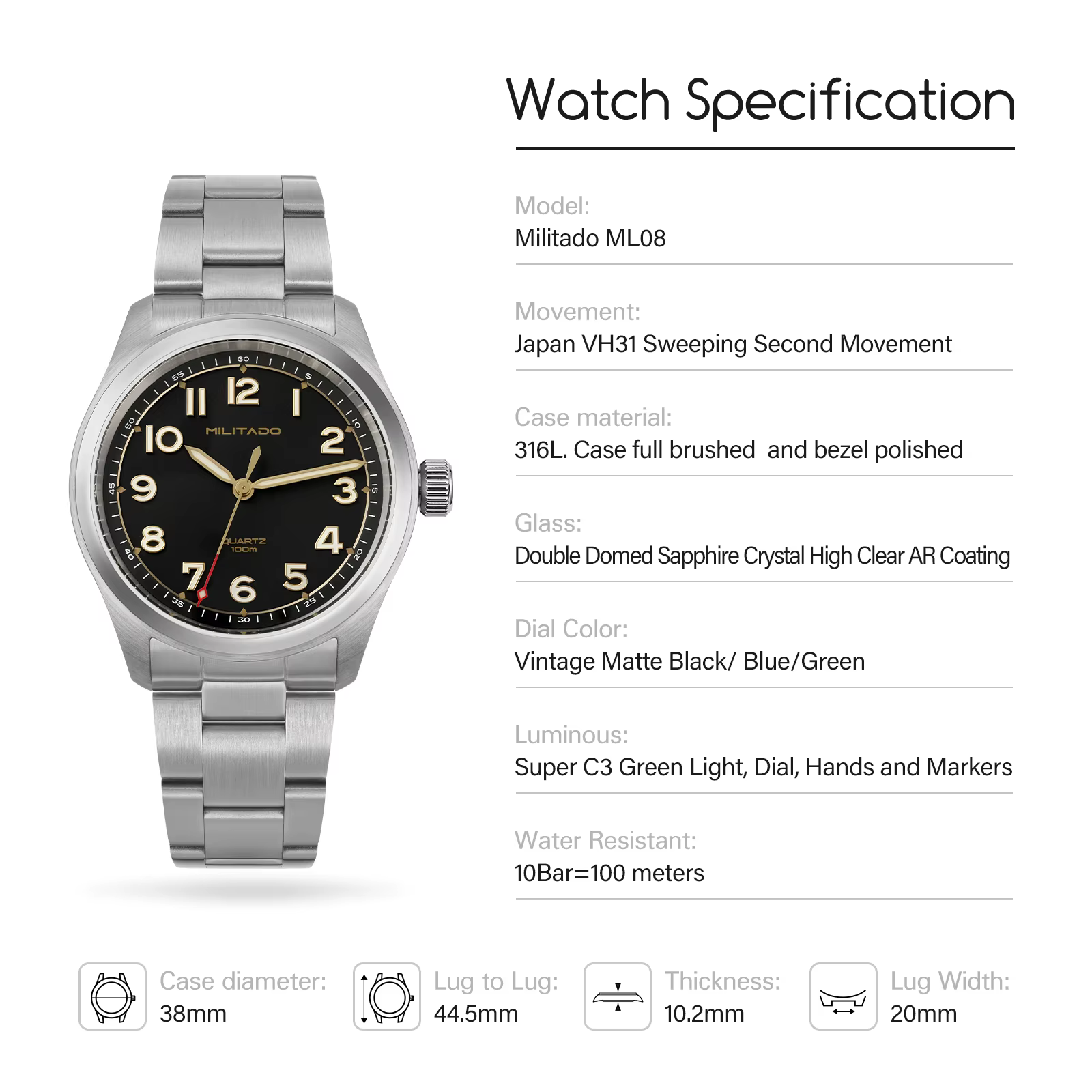 Montre militaire Militado ML08