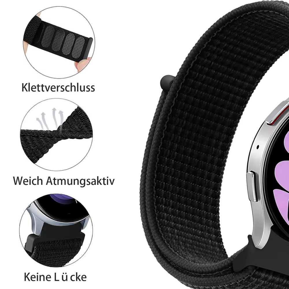 Bracelet pour Samsung Galaxy Watch 7/6/4/classique/5 pro 44mm 40mm poignet sans espaces en Nylon sport boucle correa