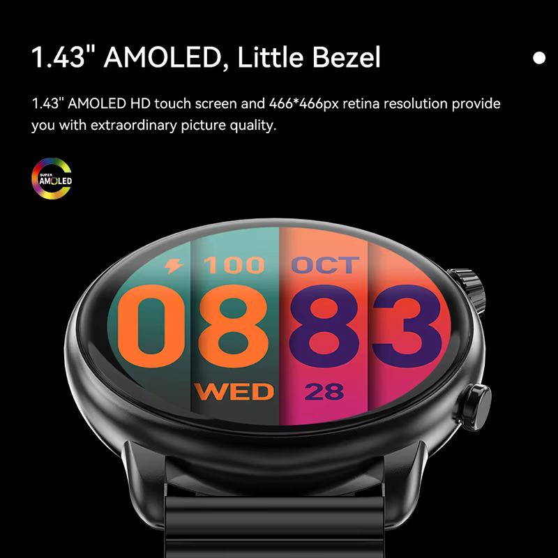 IMIKI TG2 Smartwatch 1.43 "AMOLED HD affichage étanche sport Bluetooth appel musique 3D Surround Fitness montre intelligente hommes femmes