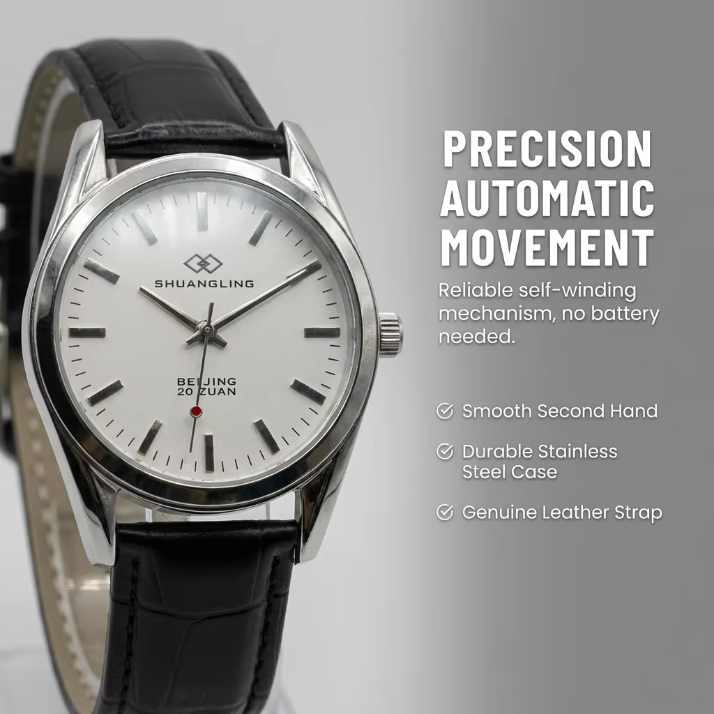 Montre-bracelet automatique vintage pour homme Shanghai Shuangling 20 rubis à remontage