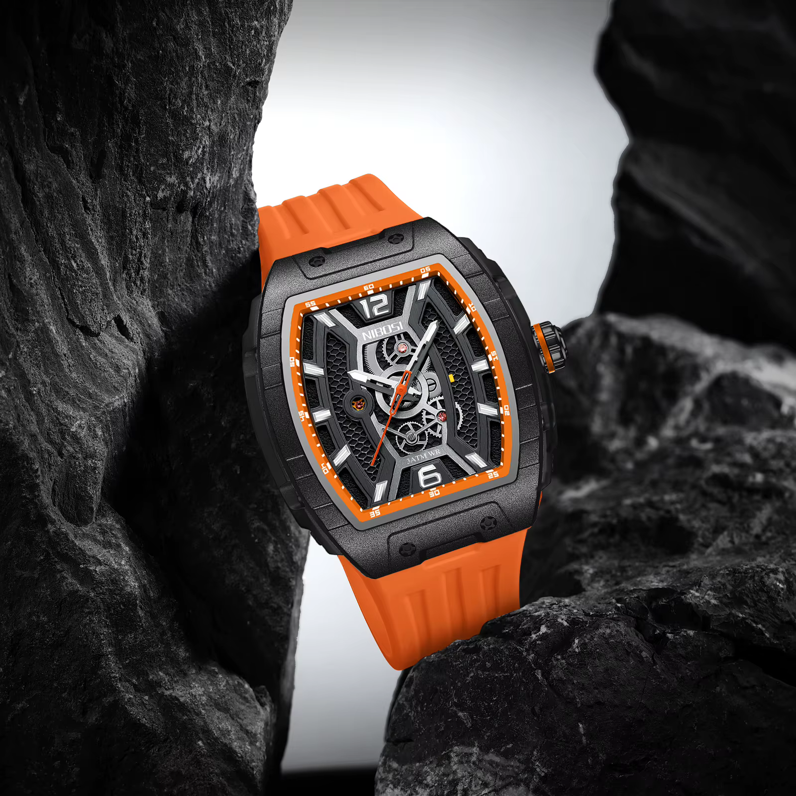 NIBOSI squelette montres de mode pour hommes analogique étanche