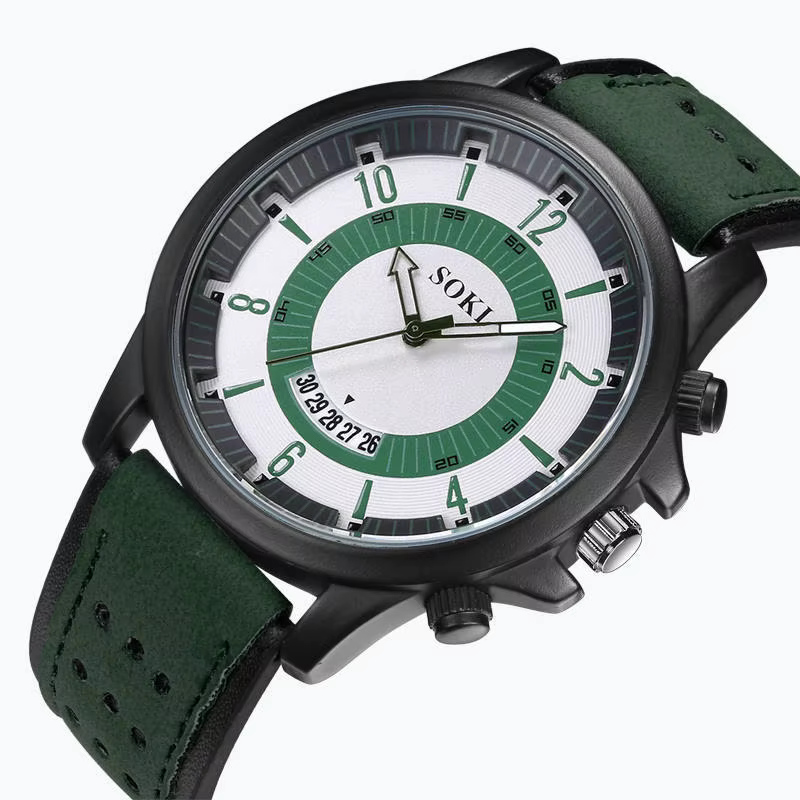 Montres-bracelets de sport avec bracelet en cuir pour hommes