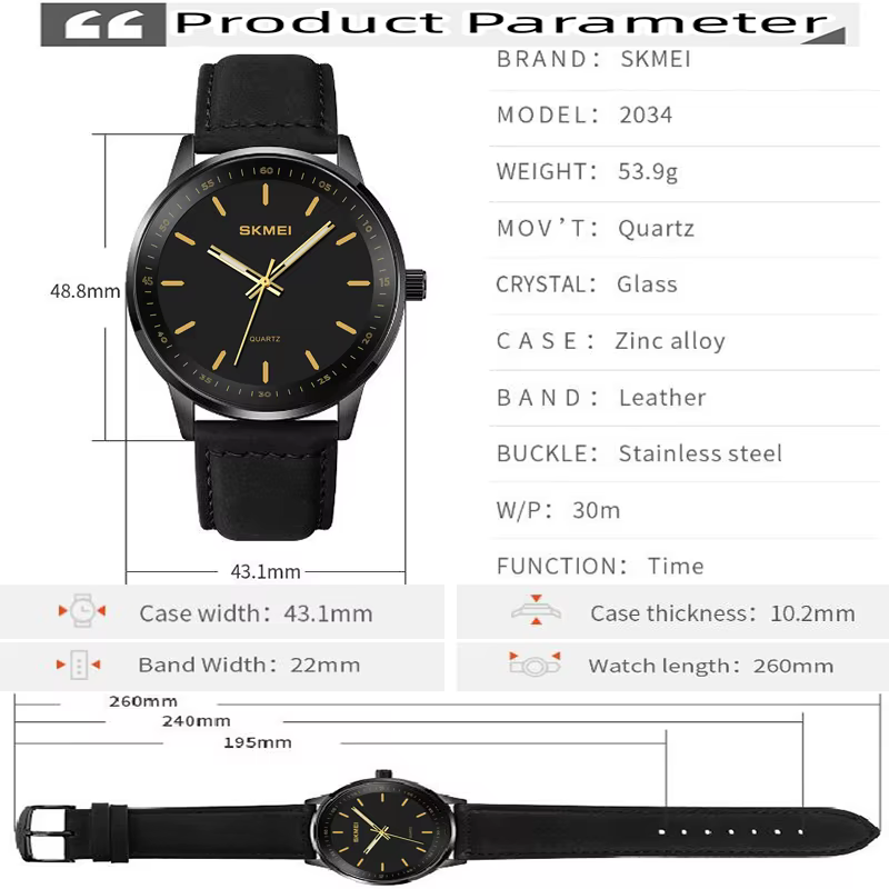 Skmei-Montres à quartz pour hommes