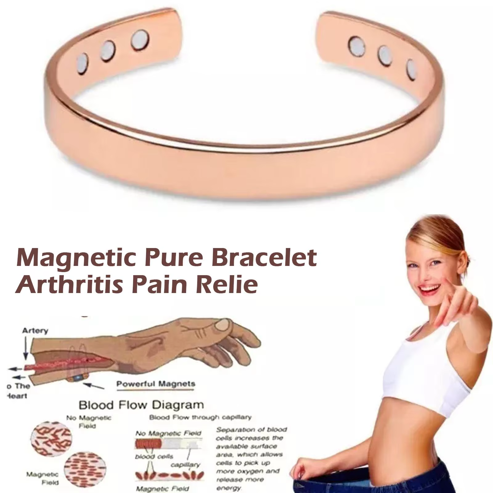 Bracelet de Guérison pour Documents Magnétiques Unisexe, Biothérapie Contre l'Arthrite, Accessoire à la Mode, U1O7