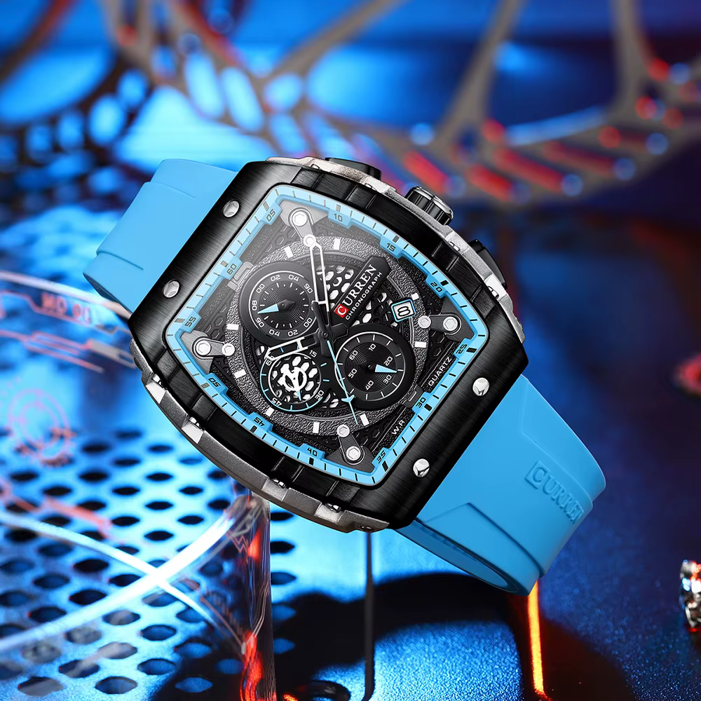 CURREN Top marque hommes montres de luxe carré Quartz montre-bracelet étanche lumineux chronographe montre
