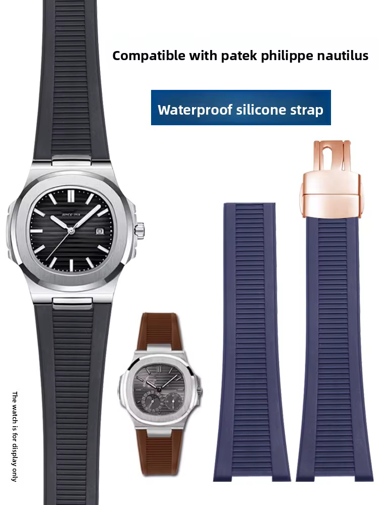 Bracelet de montre en caoutchouc silicone étanche à rainures
