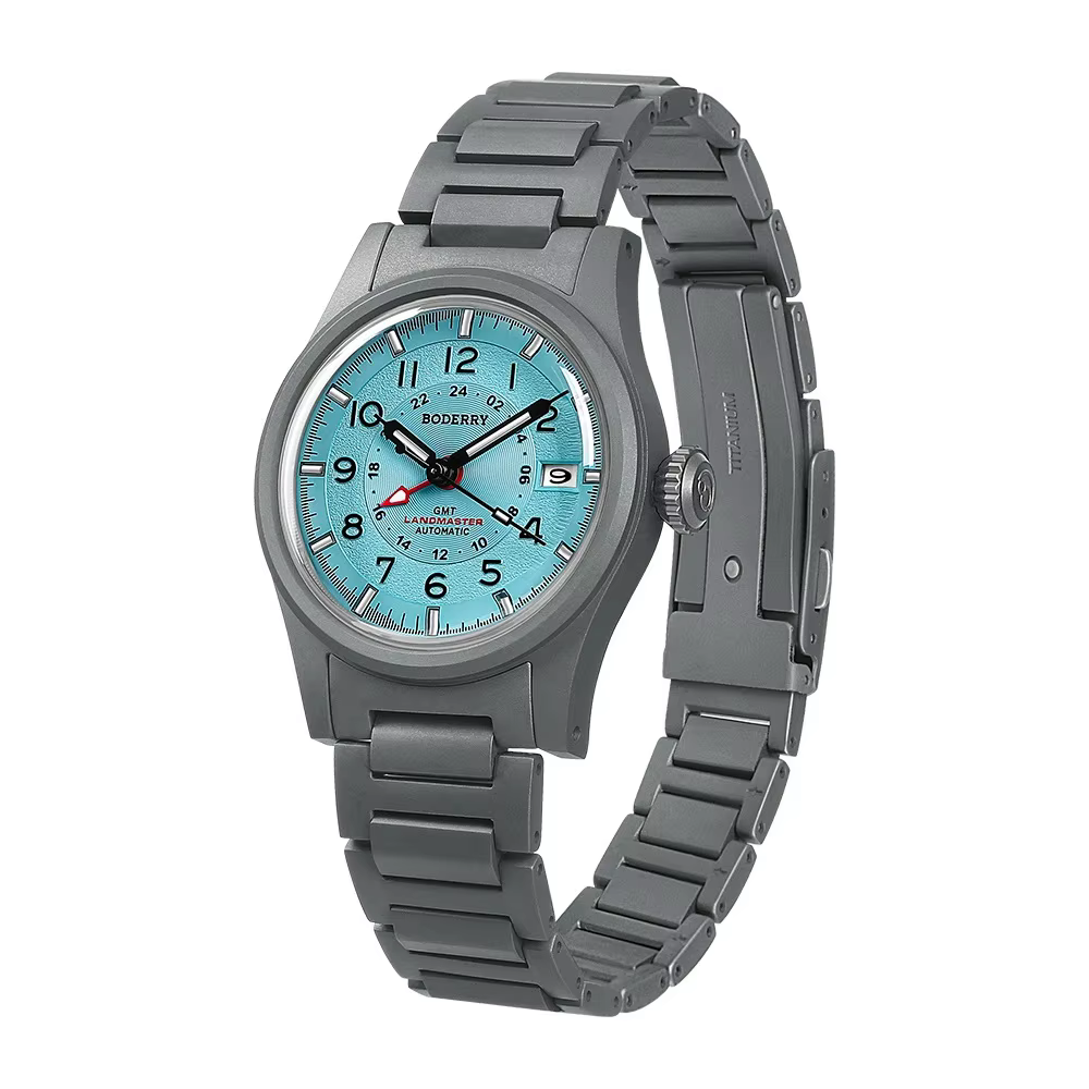 BODERRY hommes montre automatique 38MM Pliot titane mécanique montre-bracelet plongeur 10Bar étanche saphir lumineux mis5 9075